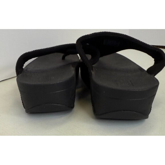 FitFlop Lottie Glitzy Shimmer Fabric Toe Thong Sandal Black NEW Size 10 - Picture 11 of 14